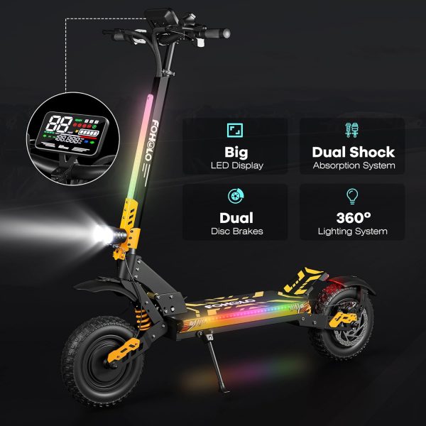 60V Electric Scooter Adults 5600W Dual Motors Top Speed 47MPH, 60V 21Ah Range 55 Miles, 12" All-Terrain Tires Foldable FastScooter with Seat, E-Scooter for Mountains, Off-Road, Road - Image 2