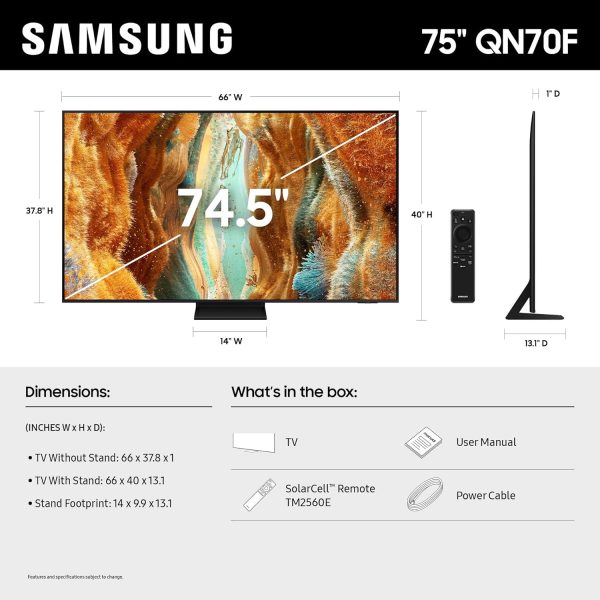 Samsung 75-Inch Class Neo QLED QN70F 4K Mini LED Smart TV (2025 Model) NQ4 AI Gen2 Processor, Quantum Matrix Technology Slim, Motion Xcelerator 144Hz, Samsung Vision AI, Alexa Built-in - Image 6