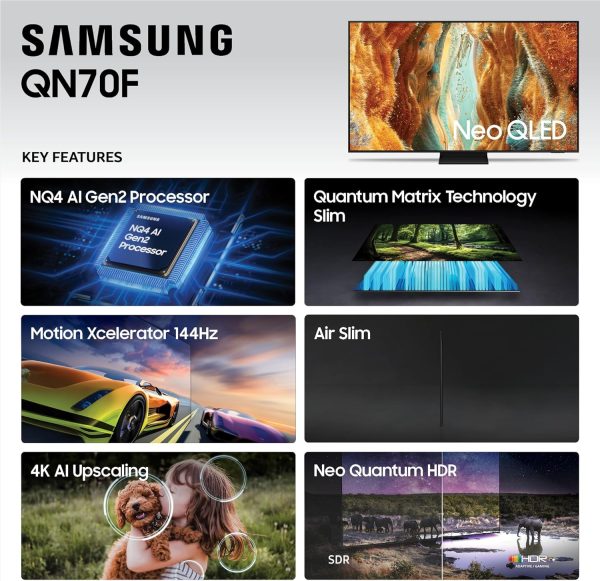 Samsung 75-Inch Class Neo QLED QN70F 4K Mini LED Smart TV (2025 Model) NQ4 AI Gen2 Processor, Quantum Matrix Technology Slim, Motion Xcelerator 144Hz, Samsung Vision AI, Alexa Built-in - Image 4
