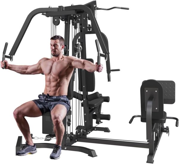 Multifunction Home Gym System Workout Station,Smith Machine with 100LB Weight Stack, Leg Press, LAT Station for Full Body Training (Home Gym Station) - Image 2