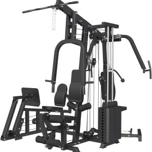 Multifunction Home Gym System Workout Station,Smith Machine with 100LB Weight Stack, Leg Press, LAT Station for Full Body Training (Home Gym Station)