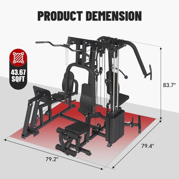 Multifunction Home Gym System Workout Station,Smith Machine with 100LB Weight Stack, Leg Press, LAT Station for Full Body Training (Home Gym Station) - Image 4