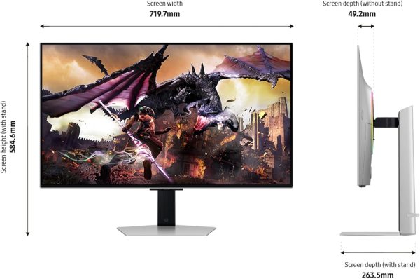 Samsung 32" Odyssey OLED G8 (G80SD) Series 4K UHD Smart Gaming Monitor w QD-OLED, 240Hz 0.03ms, G-Sync Compatible, Glare-Free Display, Sleek Metal Design, LS32DG800SNXZA, 3 Yr Warranty - Image 10