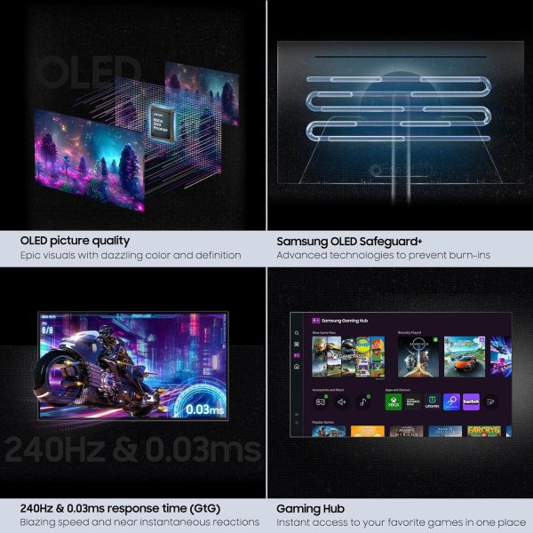 Samsung 32" Odyssey OLED G8 (G80SD) Series 4K UHD Smart Gaming Monitor w QD-OLED, 240Hz 0.03ms, G-Sync Compatible, Glare-Free Display, Sleek Metal Design, LS32DG800SNXZA, 3 Yr Warranty - Image 5