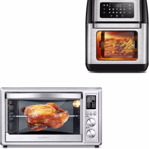 CROWNFUL 9-in-1 Air Fryer Toaster Oven, Convection Roaster with Rotisserie & Dehydrator & 32 Quart Air Fryer Oven
