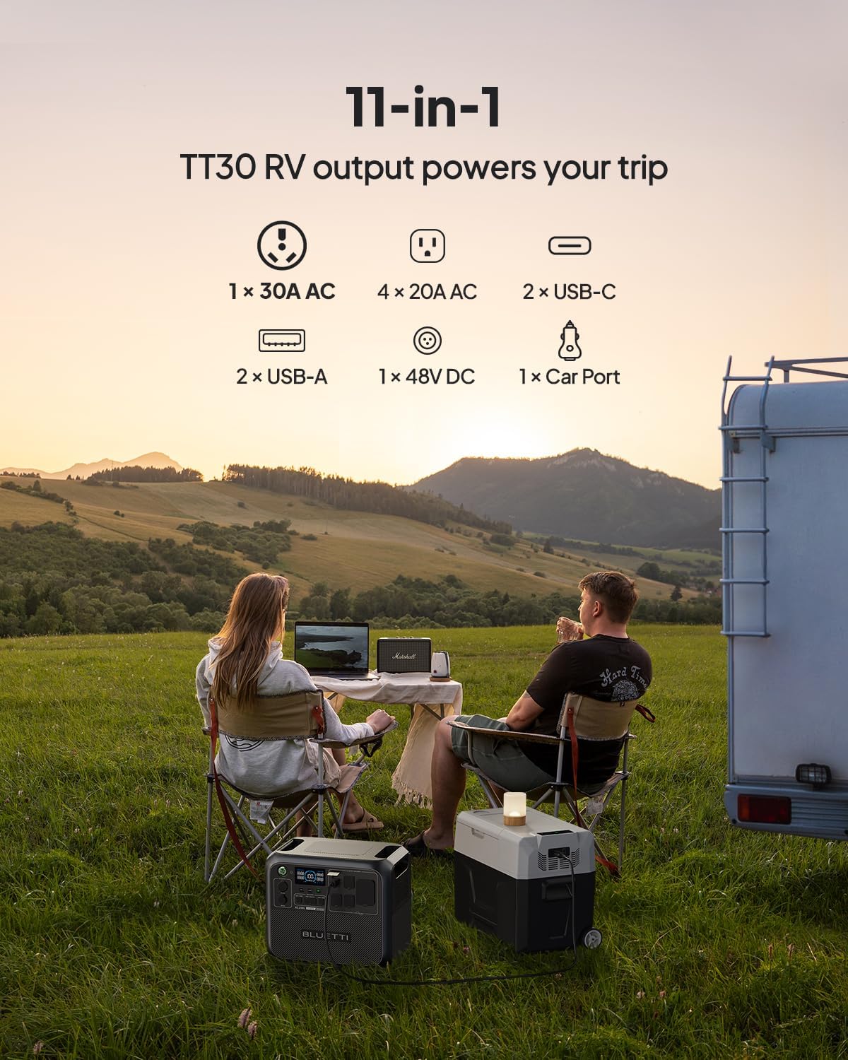 BLUETTI AC200L Solar Generator with 200W Panel and Charger 1 (Ships Separately), 2048Wh LFP Portable Power Station, w/4 2400W AC (3600W Lifting), 560W DC-DC Car Charger, for RV, Camping, Emergency Use - Image 3