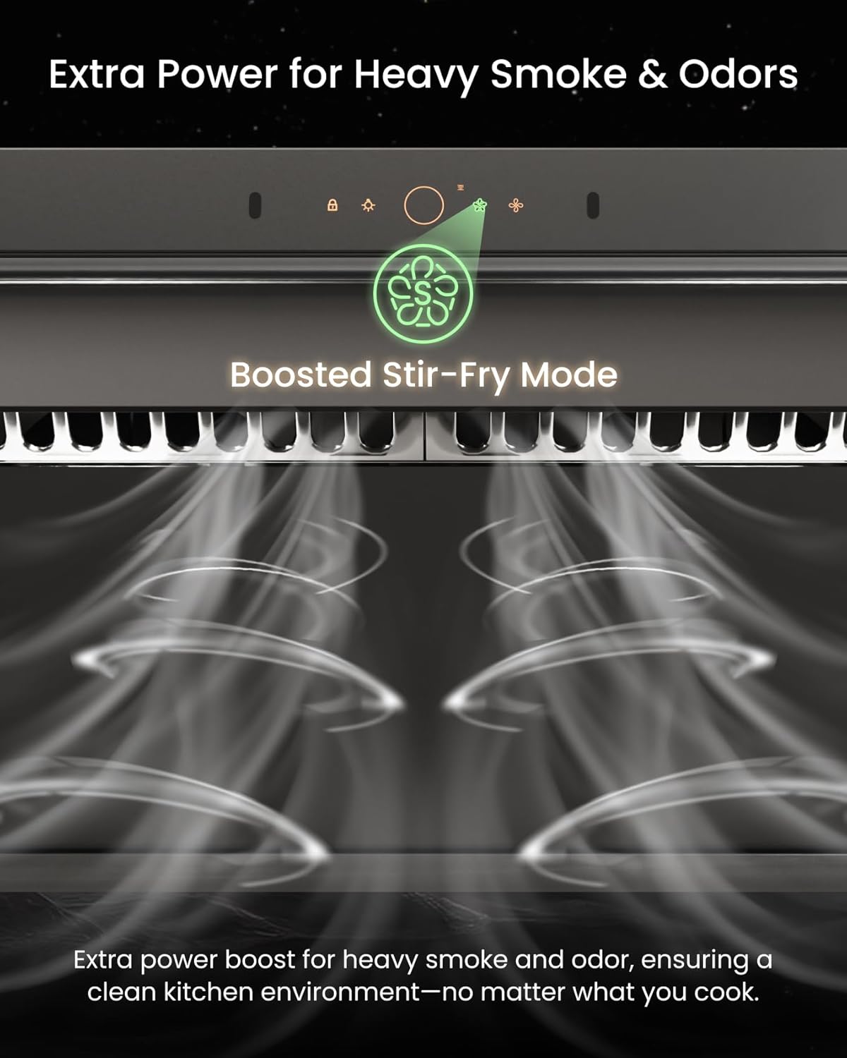 FOTILE Prestige Performance Series Under Cabinet or Wall Mount Kitchen Range Hood 1100 CFM 4 Speed Level with LED Lights, Fingerprint Resistance and Motion Control (Moonshadow, 30 Inch) - Image 6